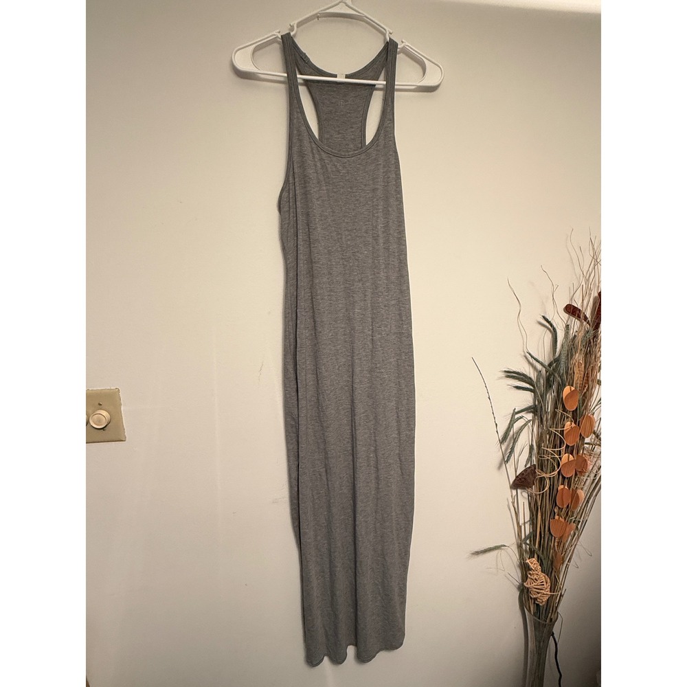 Lululemon Womens Heathered Grey Racerback Maxi Dress Size 6 Side Slit Athleisure